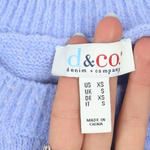 Denim & Co Women’s Blue Crew Neck Knit Jumper Size S