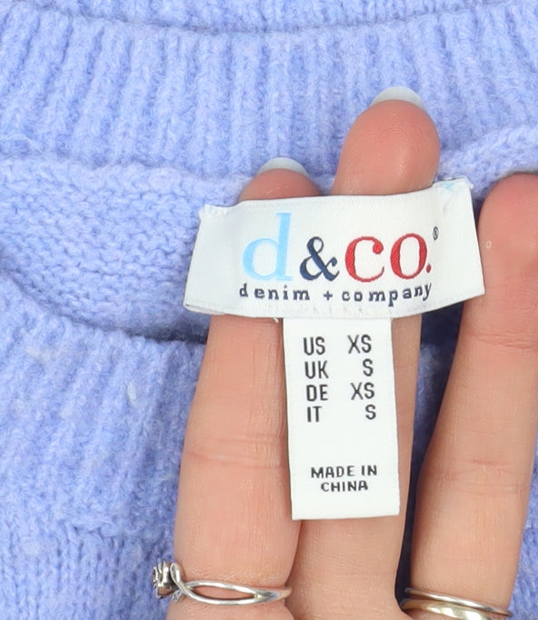 Denim & Co Women’s Blue Crew Neck Knit Jumper Size S