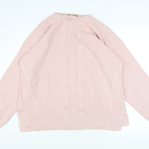 Marks and Spencer Women’s Pink Cable-Knit Crew Neck Jumper L