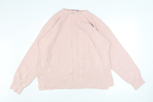 Marks and Spencer Women’s Pink Cable-Knit Crew Neck Jumper L