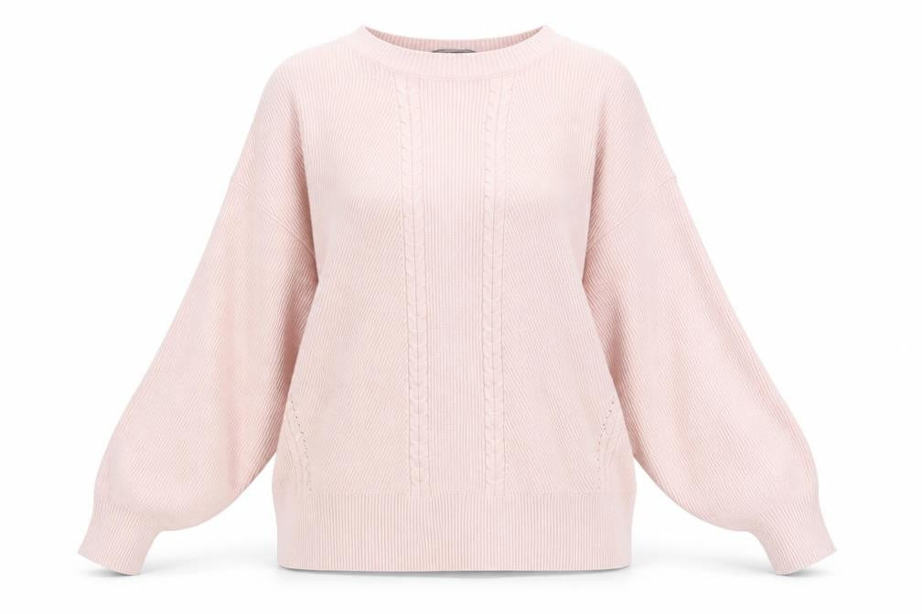 Marks and Spencer Women’s Pink Cable-Knit Crew Neck Jumper L