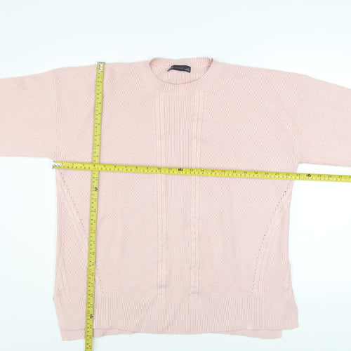 Marks and Spencer Women’s Pink Cable-Knit Crew Neck Jumper L
