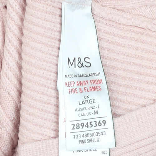 Marks and Spencer Women’s Pink Cable-Knit Crew Neck Jumper L