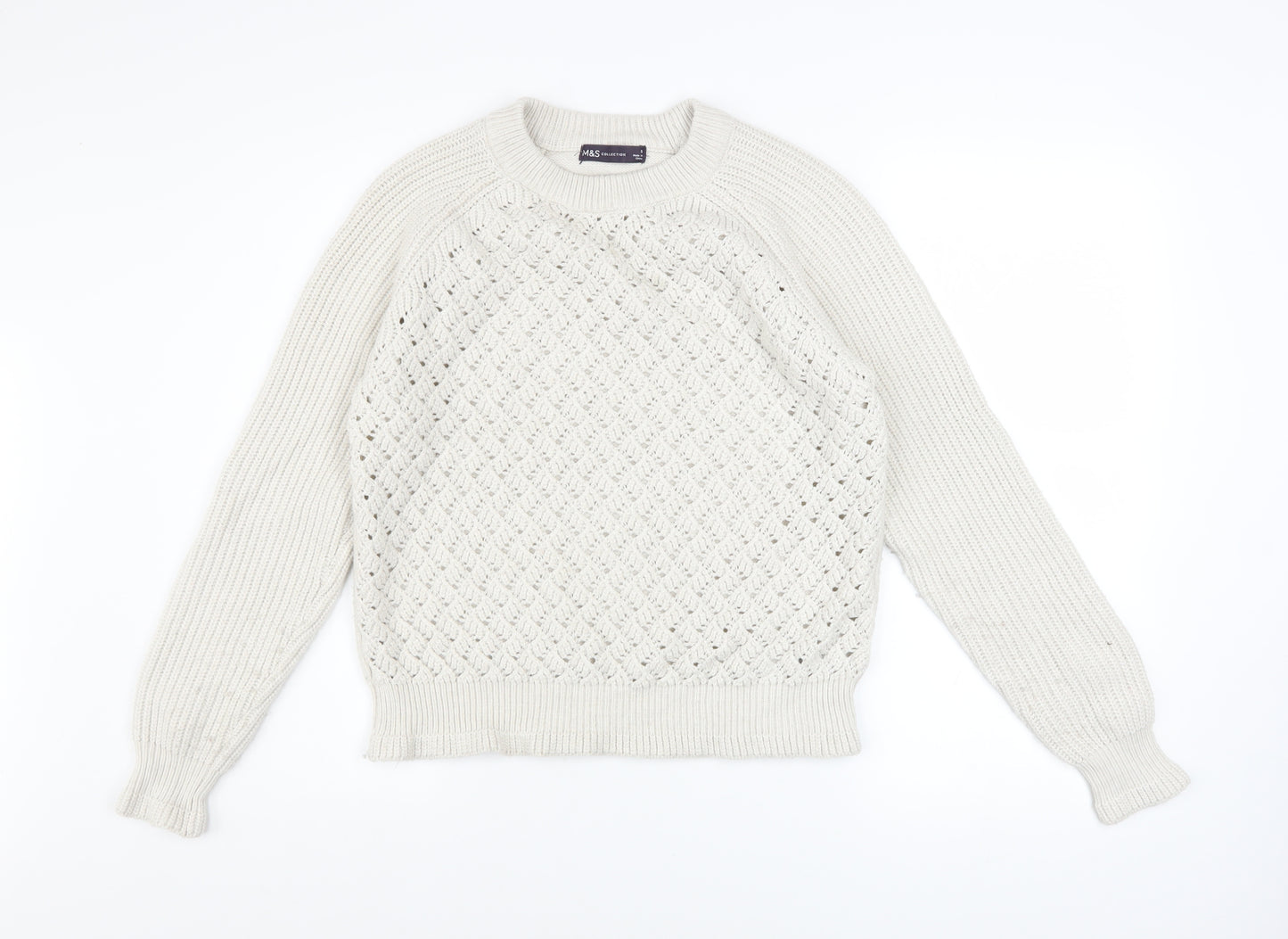 Marks and Spencer Women’s Ivory Knit Crew Neck Pullover Jumper Size S