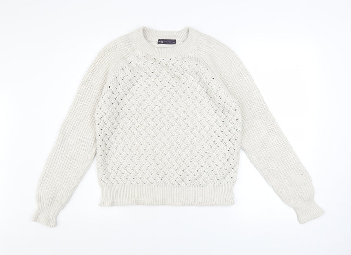 Marks and Spencer Women’s Ivory Knit Crew Neck Pullover Jumper Size S
