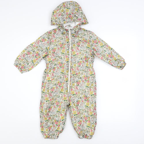 Tu Girls Multicoloured Floral Hooded Padded Snowsuit 2 Years