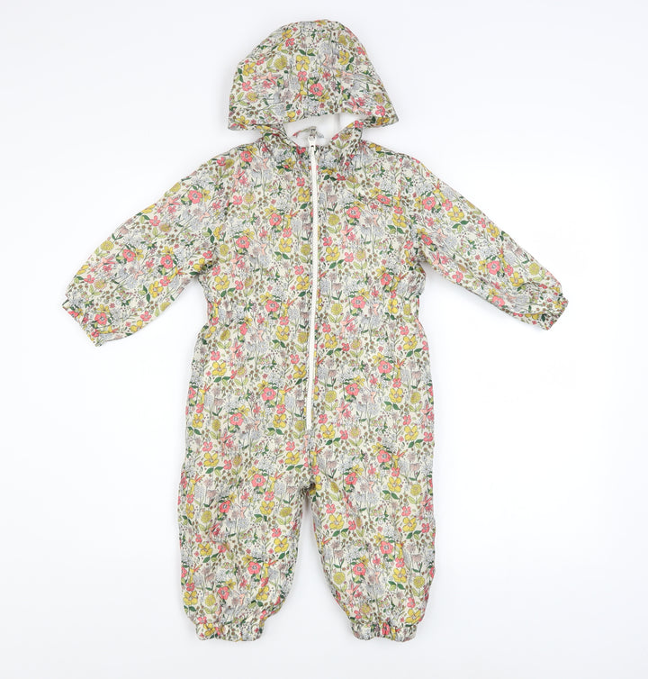 Tu Girls Multicoloured Floral Hooded Padded Snowsuit 2 Years