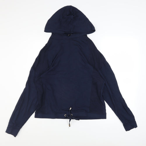 F&F Womens Navy Blue Hooded Pullover Hoodie UK 12 Viscose Blend