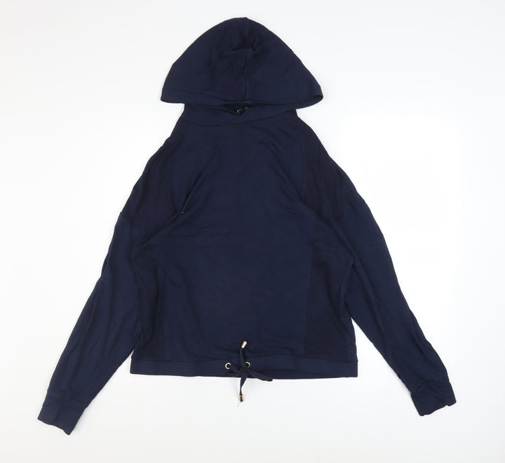 F&F Womens Navy Blue Hooded Pullover Hoodie UK 12 Viscose Blend