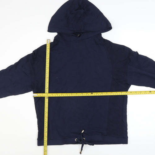 F&F Womens Navy Blue Hooded Pullover Hoodie UK 12 Viscose Blend