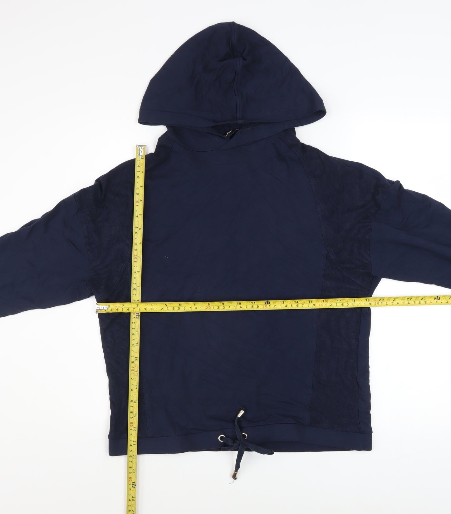 F&F Womens Navy Blue Hooded Pullover Hoodie UK 12 Viscose Blend