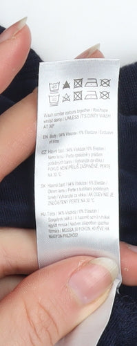 F&F Womens Navy Blue Hooded Pullover Hoodie UK 12 Viscose Blend