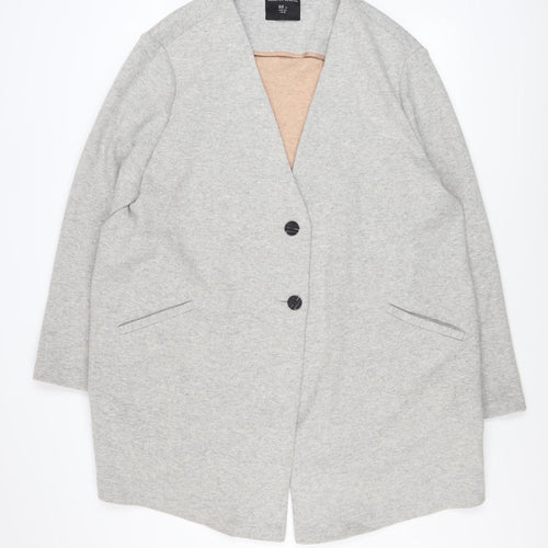 Dorothy Perkins Women's Grey Long Overcoat Size 22 Plus Buttoned Classic