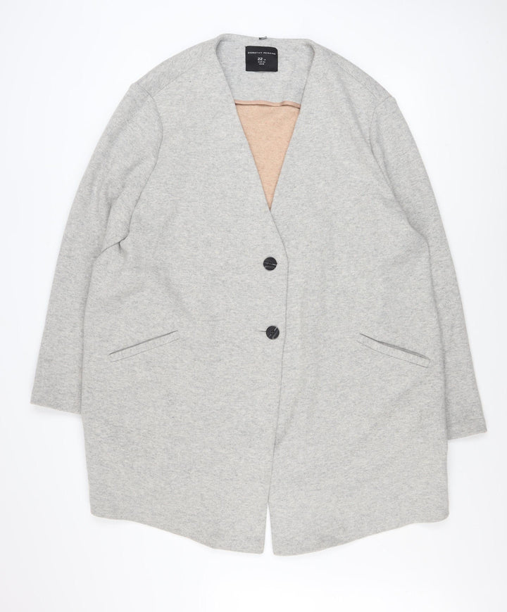 Dorothy Perkins Women's Grey Long Overcoat Size 22 Plus Buttoned Classic