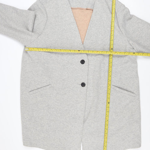 Dorothy Perkins Women's Grey Long Overcoat Size 22 Plus Buttoned Classic