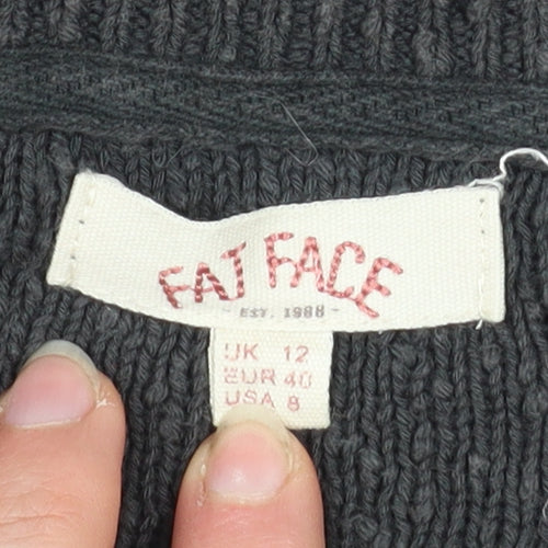 Fat Face Women’s Black Cotton Crew Neck Long Sleeve Jumper Size 12