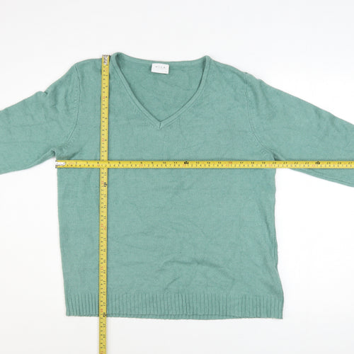 Vila Womens Green V-Neck Knit Pullover Jumper Size XL