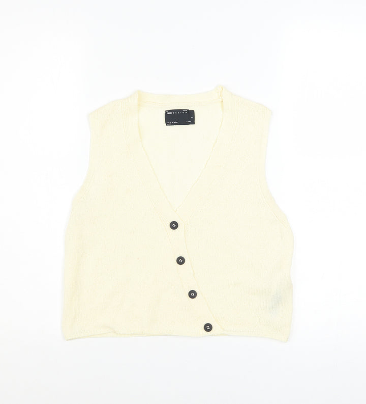 ASOS DESIGN Women’s Ivory Knit Button Vest Jumper Size S