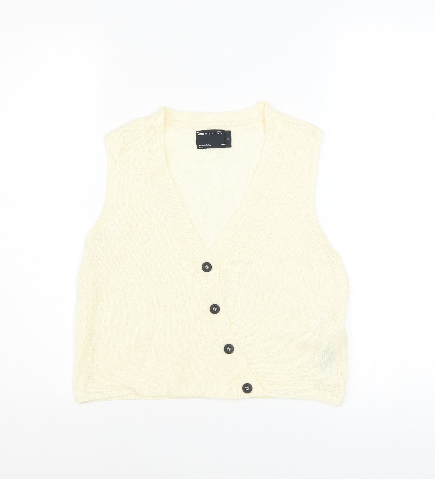 ASOS DESIGN Women’s Ivory Knit Button Vest Jumper Size S