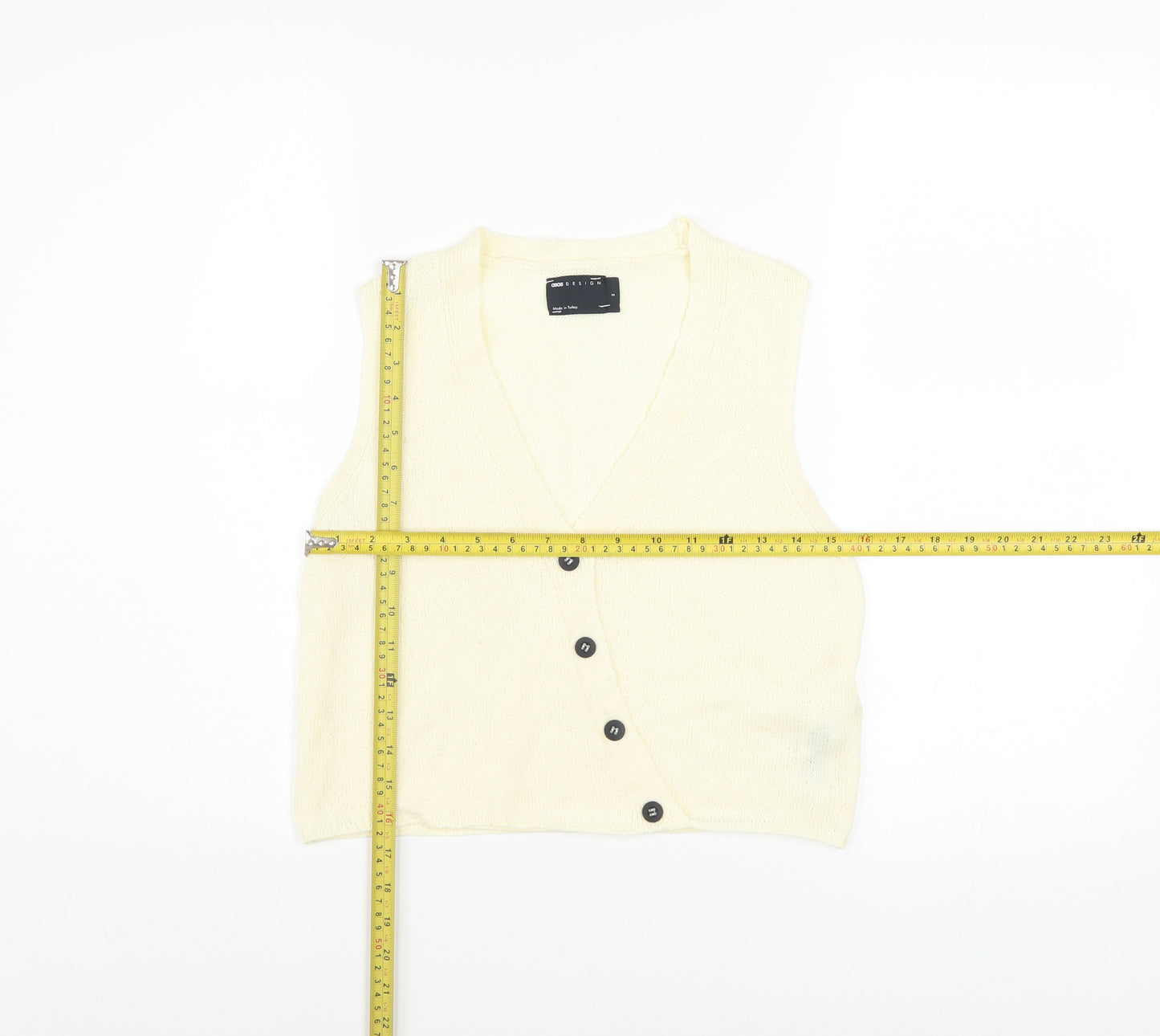 ASOS DESIGN Women’s Ivory Knit Button Vest Jumper Size S