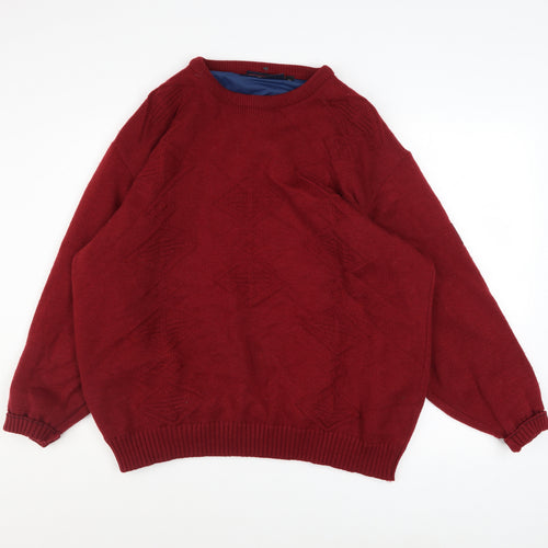 Greenwoods Performance Men's Red XL Crew Neck Wool Blend Jumper
