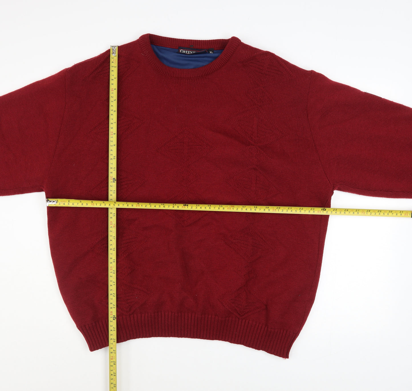 Greenwoods Performance Men's Red XL Crew Neck Wool Blend Jumper
