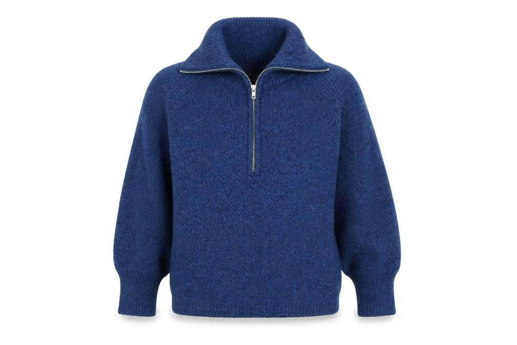 ASOS Women’s Blue High Neck Chunky Knit Half Zip Jumper Size 12