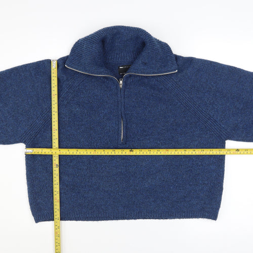 ASOS Women’s Blue High Neck Chunky Knit Half Zip Jumper Size 12