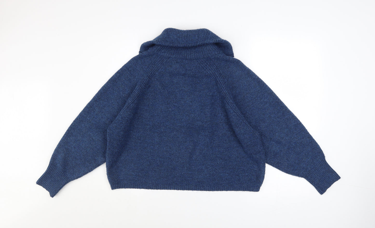 ASOS Women’s Blue High Neck Chunky Knit Half Zip Jumper Size 12