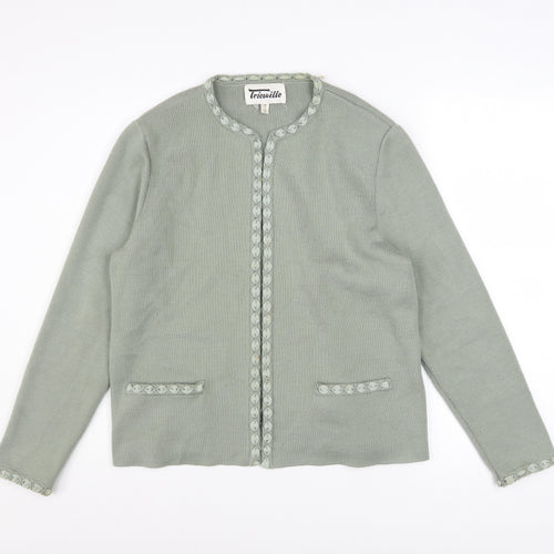 Tricoville Women’s Green Cardigan UK 16 Classic Knit Long Sleeve