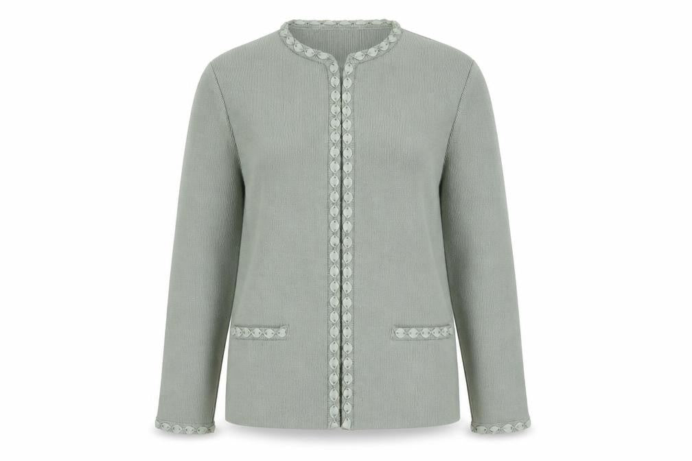 Tricoville Women’s Green Cardigan UK 16 Classic Knit Long Sleeve