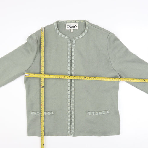Tricoville Women’s Green Cardigan UK 16 Classic Knit Long Sleeve