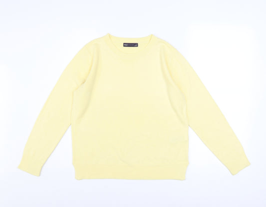 Marks and Spencer Women’s Yellow Acrylic Crew Neck Jumper Size 12