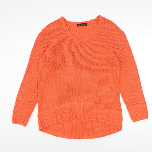 Marks and Spencer Women’s Orange V-Neck Knit Jumper Size S