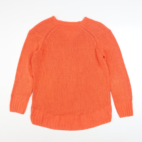 Marks and Spencer Women’s Orange V-Neck Knit Jumper Size S