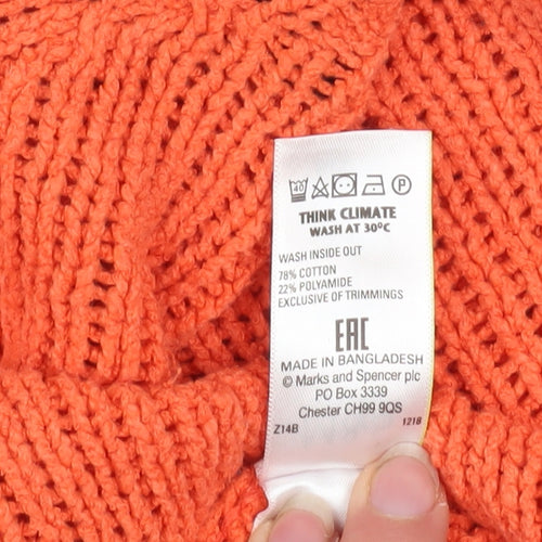 Marks and Spencer Women’s Orange V-Neck Knit Jumper Size S