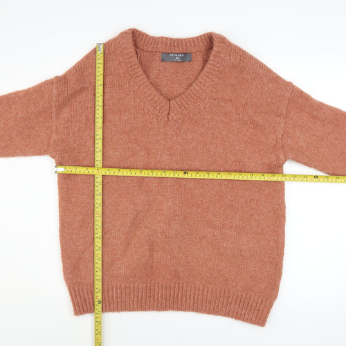 Primark Womens Brown V-Neck Knit Pullover Jumper XS