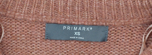 Primark Womens Brown V-Neck Knit Pullover Jumper XS