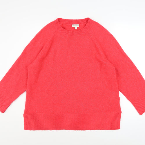 Monsoon Women Red Crew Neck Pullover Jumper Size M Acrylic Knit