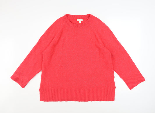 Monsoon Women Red Crew Neck Pullover Jumper Size M Acrylic Knit