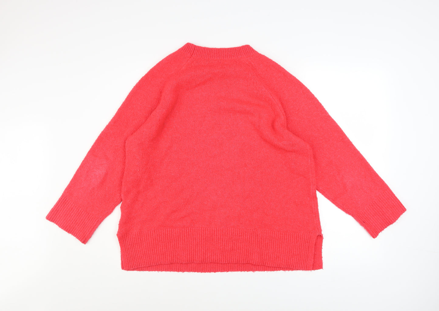 Monsoon Women Red Crew Neck Pullover Jumper Size M Acrylic Knit