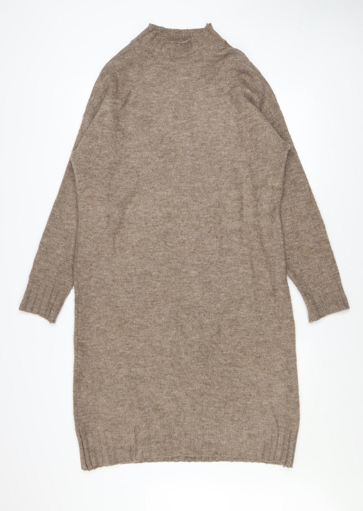 New Look Women’s Beige Jumper Dress Size S Long Sleeve Knitwear