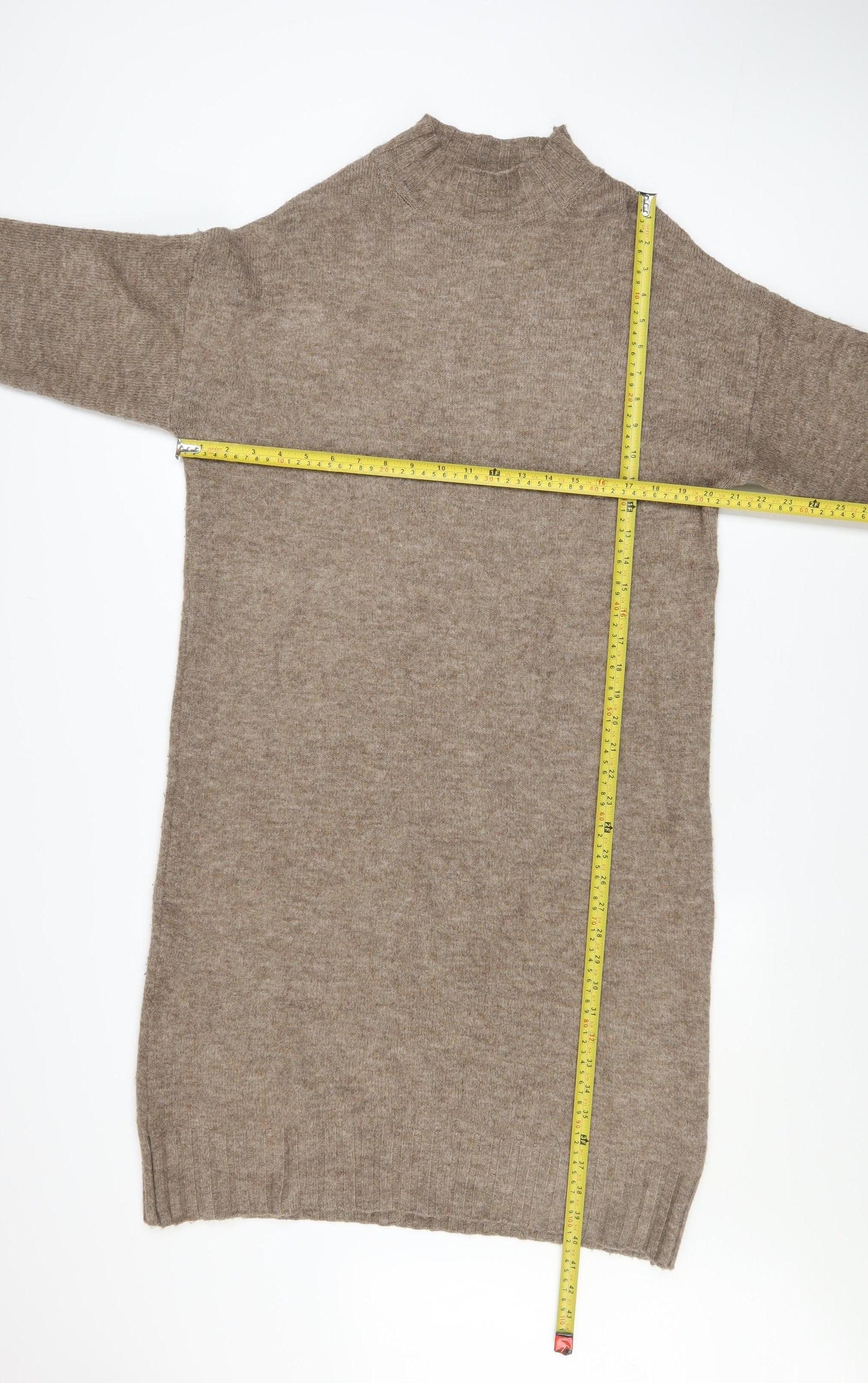 New Look Women’s Beige Jumper Dress Size S Long Sleeve Knitwear