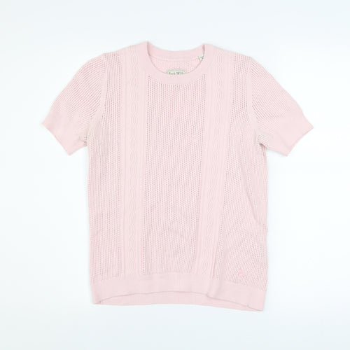 Jack Wills Women Pink Knit Short Sleeve Crew Neck Top Size 12