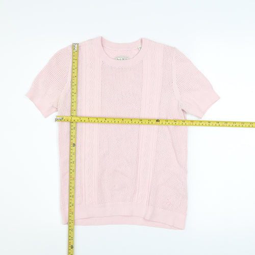 Jack Wills Women Pink Knit Short Sleeve Crew Neck Top Size 12