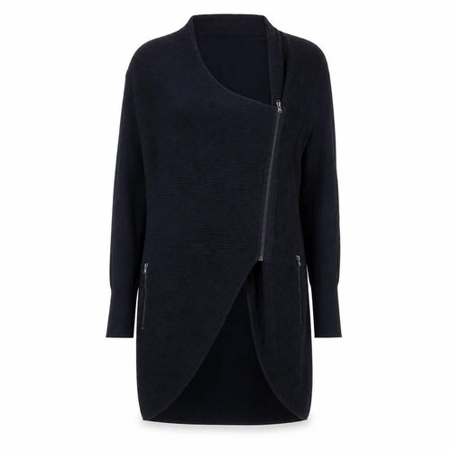 Mint Velvet Womens Black Cotton Blend Long Zip Coatigan Size 6