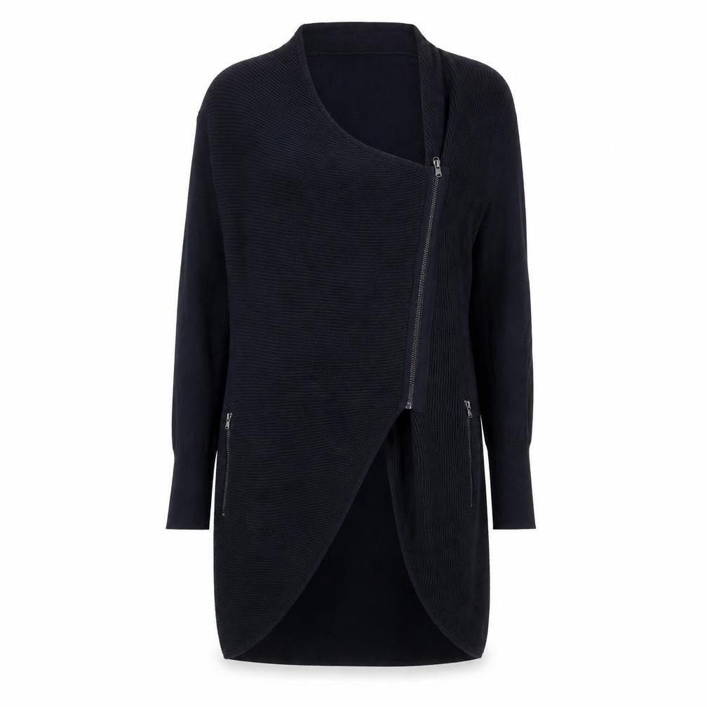 Mint Velvet Womens Black Cotton Blend Long Zip Coatigan Size 6
