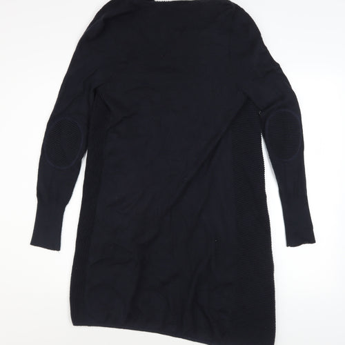 Mint Velvet Womens Black Cotton Blend Long Zip Coatigan Size 6