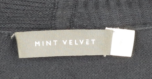 Mint Velvet Womens Black Cotton Blend Long Zip Coatigan Size 6