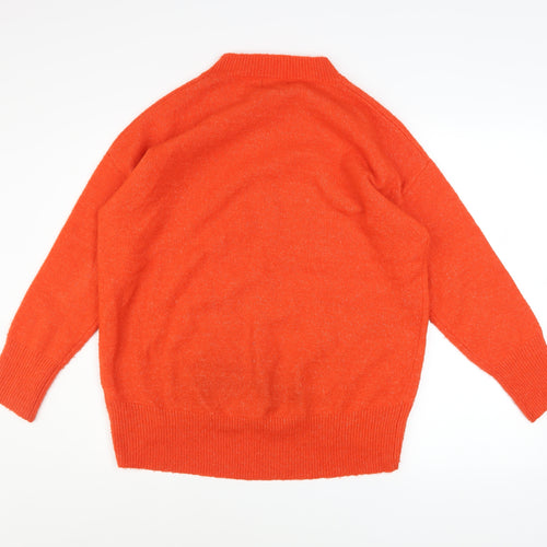 Primark Women's Orange Crew Neck Relaxed Fit Knit Jumper Size S 10/12